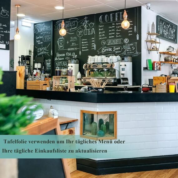 Warasee Tafelfolie Magnetisch Selbstklebend, 60 * 100cm Magnetfolie Selbstklebend Schwarz, Abwischbar Kreidefolie, Magnettafel für glatten Oberflächen in Schule Büro Haus, mit Kreidemarkern & Tuche