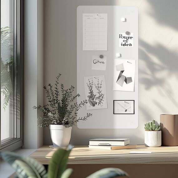 Flatbo Magnettafel aus Metall, 70 x 35 cm, Tafel für Postkarten, Urlaubssouvenirs oder Notizen. Inklusive 4 Magnete und Montageset.