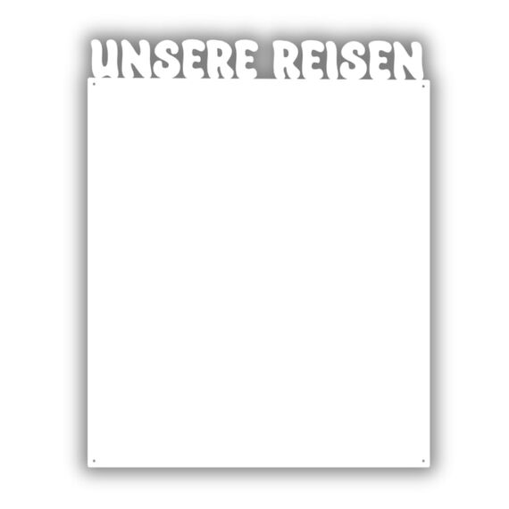 Anwicar Magnettafel Unsere Reisen - Vertikal 100x80 cm magnetische Pinnwand aus Stahl - ideal für Reise - Magnete und Erinnerungen - beschreibbare Magnettafel - inkl. Montageset - Weiß