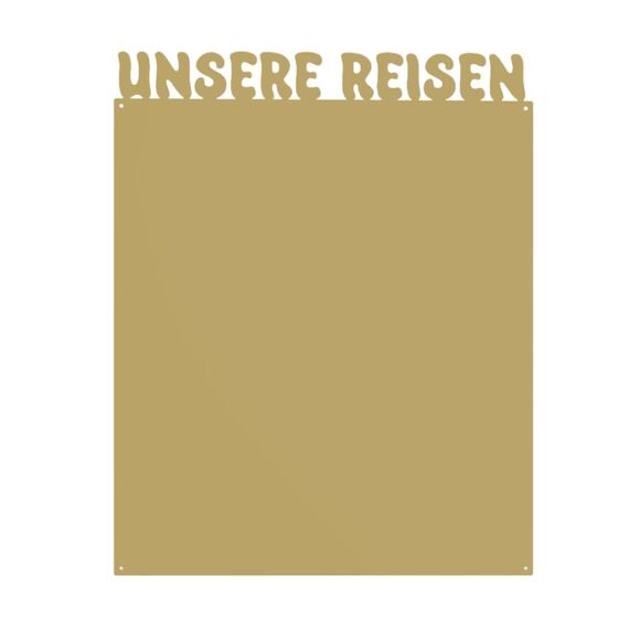 Anwicar Magnettafel Unsere Reisen - Rahmen 80 x 100 cm magnetische Pinnwand aus Stahl - ideal für Reise - Magnete und Erinnerungen - beschreibbare Magnettafel - inkl. Montageset - Gold
