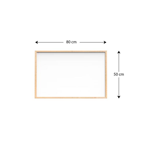 ALLboards Whiteboard mit Holzrahmen 80x50cm Magnettafel Weiß Magnetisch, Trocken Abwischbar