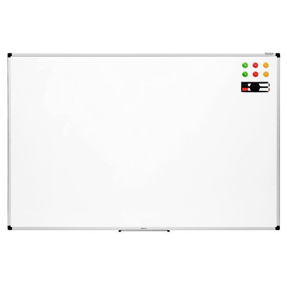 Amazon Basics Magnetisches Whiteboard mit Stiftablage und Aluminiumleisten, trocken abwischbar, 150 cm x 100 cm (B x H), Weiß