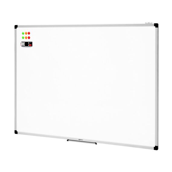 Amazon Basics Magnetisches Whiteboard mit Stiftablage und Aluminiumleisten, trocken abwischbar, 120 cm x 90 cm (B x H), Weiß