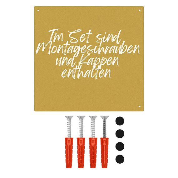 Anwicar Magnettafel Unsere Reisen - Rahmen 64 x 30 cm magnetische Pinnwand aus Stahl - ideal für Reise - Magnete und Erinnerungen - beschreibbare Magnettafel - inkl. Montageset - Gold
