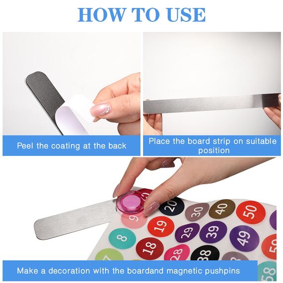 LINXIU Magnettafel Memotafel Selbstklebend Magnetleisten Fotowand Büro Pinnwand mit 10 Starke Magnete für Kalender Dokumente 4 Stück, aus Edelstahl