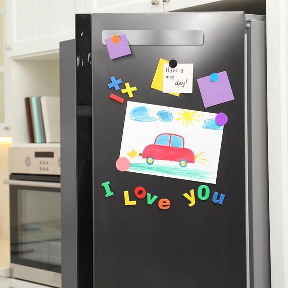 Magnettafel, Pinnwand Board 5 Stück Edelstahl Memo Board Starke Selbstklebende Magnetische Pinnwandstreifen mit 10 Magnetknöpfen für Büro Küche Wohnung Kalender Fotos