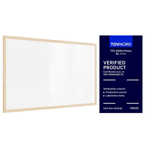 ALLboards Whiteboard mit Holzrahmen 80x50cm Magnettafel Weiß Magnetisch, Trocken Abwischbar