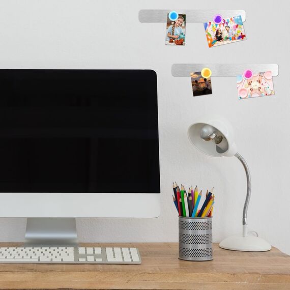 LINXIU Magnettafel Memotafel Selbstklebend Magnetleisten Fotowand Büro Pinnwand mit 10 Starke Magnete für Kalender Dokumente 4 Stück, aus Edelstahl