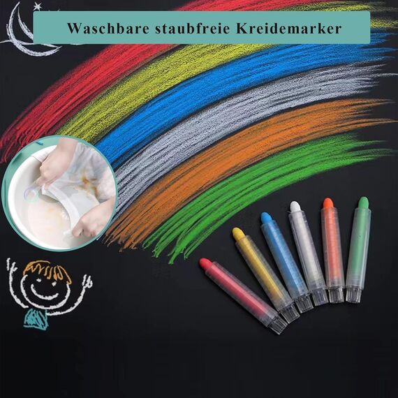 Warasee Tafelfolie Magnetisch Selbstklebend, 120 * 250cm Magnetfolie Selbstklebend Schwarz, Abwischbar Kreidefolie, Magnettafel für glatten Oberflächen in Schule Büro Haus, mit Kreidemarkern & Tuche