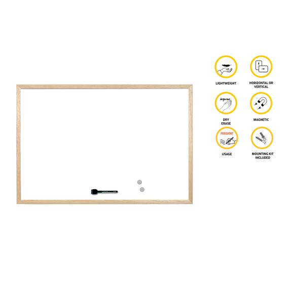 Bi-Office Budget Whiteboard mit Holzrahmen, magnetisch, 5 Größen wählbar, 60 x 40 cm
