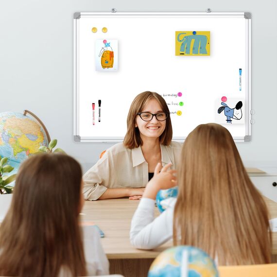 DOLLAR BOSS Magnetisches Whiteboard, 45X60CM Magnettafel Magnetpinnwand mit 2 Whiteboard Stifte, 8 Magnete and 1 White Board Radiergummi, für Schule & Küche und Büro, aufhängen, keine Bohrung, 2 Stück