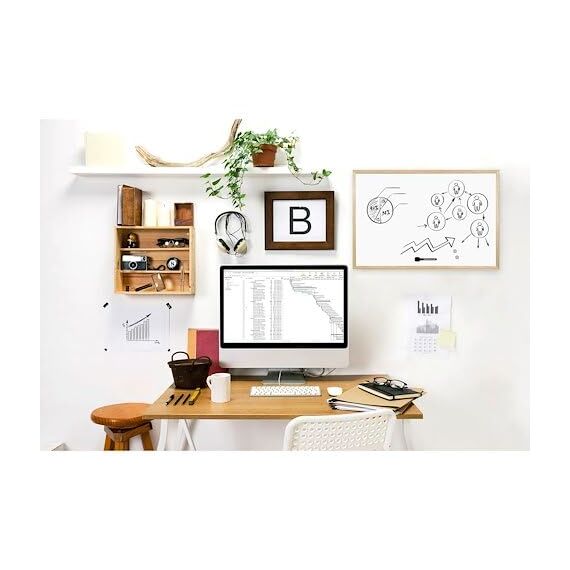 Bi-Office Budget Whiteboard mit Holzrahmen, magnetisch, 5 Größen wählbar, 90 x 60 cm