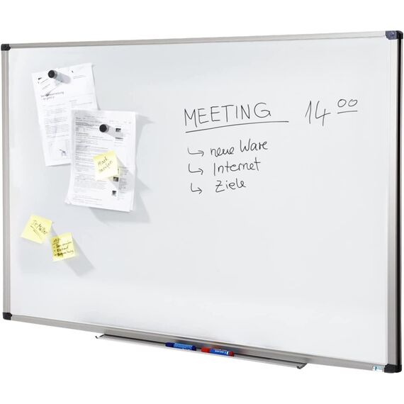 MOB Magnetisches Whiteboard 240x120cm mit Alurahmen und abnehmbare Stiftablage für Büro, Heim und Schule, Magnettafel kratzfest und trocken abwischbar | Magentboard in Hoch- oder Querformat