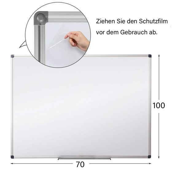 XIWODE Whiteboard mit Stiftablage 102cm x 71cm, Pinnwand Tafel, Magnettafel, beschreibbar und magnetisch, mit kratzfeste Oberfläche