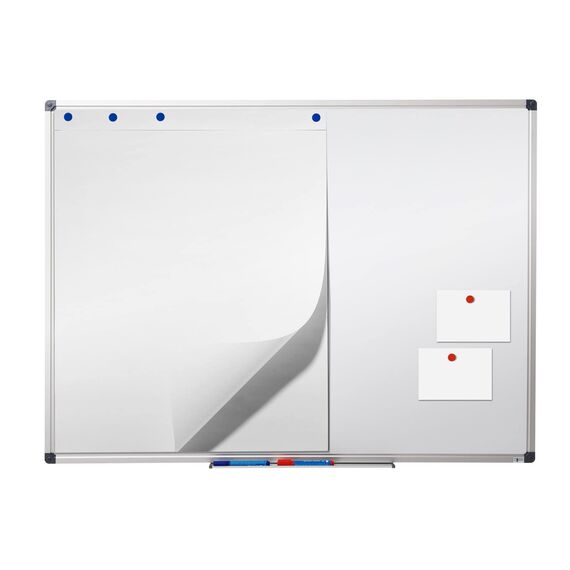 MOB Magnetisches Whiteboard 150x100cm mit Alurahmen und abnehmbare Stiftablage für Büro, Heim und Schule, Magnettafel kratzfest und trocken abwischbar | Magnetboard in Hoch- oder Querformat