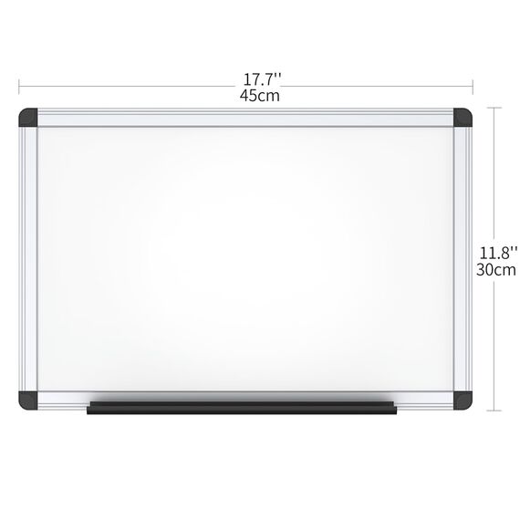 VIZ-PRO Magnetisches Whiteboard/Trockenabwischbares Board, 45 x 30 cm, inklusive 1 Radiergummi & 2 Marker & 4 Magneten