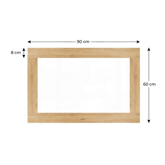ALLboards Magnetisches Whiteboard, trocken abwischbar PREMIUM 90x60 cm, massiver Rahmen im Eichendesign