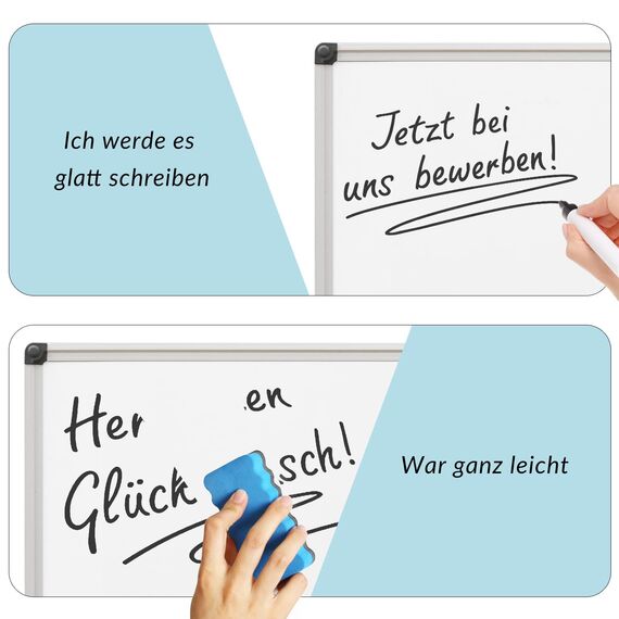 XIWODE Magnetische Whiteboard 110x80 cm mit Aluminiumrahmen - Trockenlöschbare Tafel für Büro & Zuhause, Wandmontage