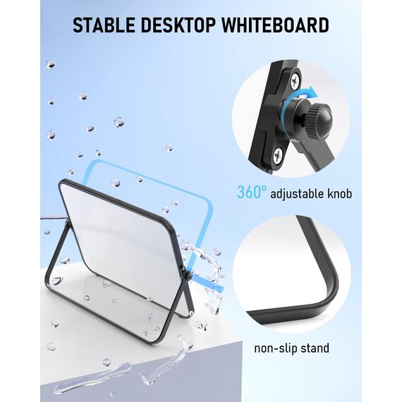 Nicpro Trockenlöschung Kleines Whiteboard A3 mit Ständer, Doppelseitiges Magnetische Desktop Schreibtafel mit 8 Stiften, 4 Magnet, Schwamm, für Studenten, Klassenzimmer, Büro(30 x 40 cm)