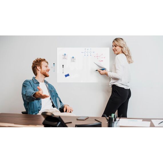 ALLboards Whiteboard Folie, 90x60 cm Magnetisch Selbstklebend Weißwandtafel Folie, einschließlich 2 Marker, 4 Magneten und Whiteboard Schwamm, Memoboard zum Schreiben