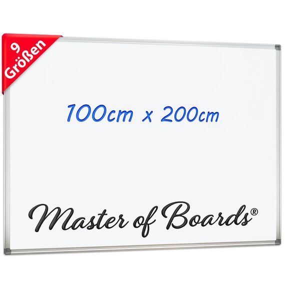 MOB Magnetisches Whiteboard 200x100cm mit Alurahmen und abnehmbare Stiftablage für Büro, Heim und Schule, Magnettafel kratzfest und trocken abwischbar | Magnetboard in Hochkant & Querkant