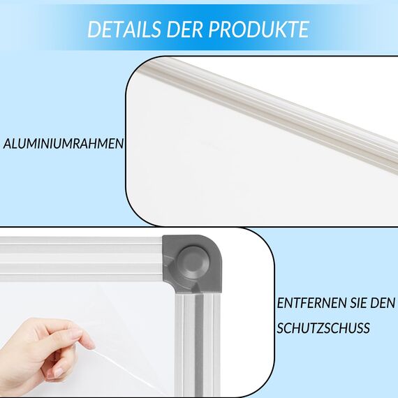 XIWODE Faltbare Magnet-Whiteboard mit Aluminiumrahmen | 90x180cm Klappbares Tafel-Wandboard für Büro, Homeoffice & Kinderzimmer | Leichtes Wandboard mit Stifthalter, Robust & Langlebig