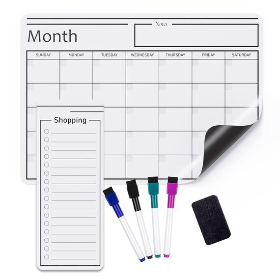 Amazon Basics Magnetische, trocken abwischbare WhiteboardFolie, Kalender, 30,5 cm x 43,2 cm, Weiß