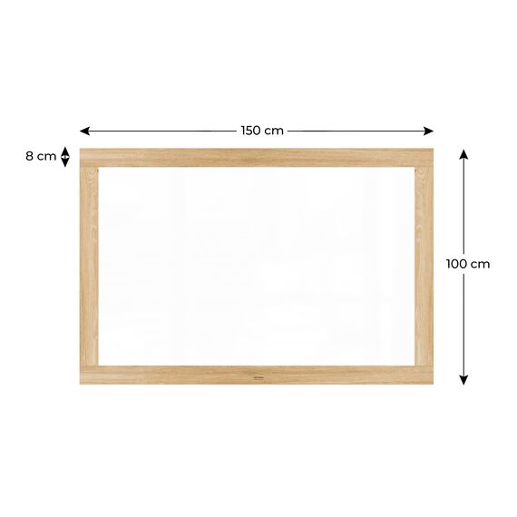 ALLboards Magnetisches Whiteboard, trocken abwischbar PREMIUM 150x100 cm, massiver Rahmen im Eichendesign