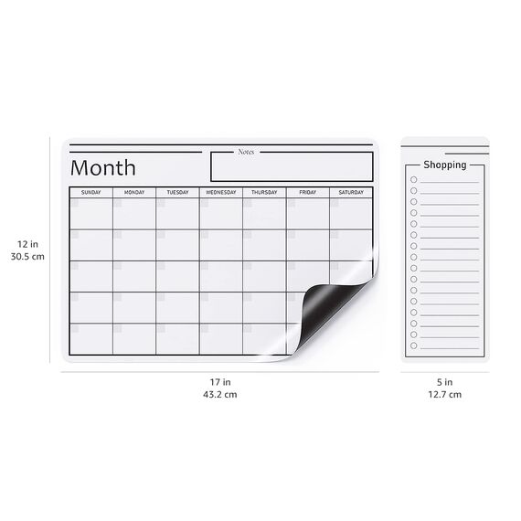 Amazon Basics Magnetische, trocken abwischbare WhiteboardFolie, Kalender, 30,5 cm x 43,2 cm, Weiß