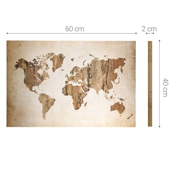 Navaris Magnettafel Magnetpinnwand Memoboard zum Beschriften - 60x40 cm Notiztafel World Map Vintage Design - Tafel abwaschbar mit Halterung Magneten Stift