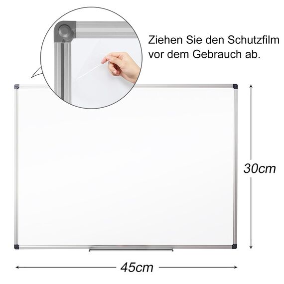 XIWODE Whiteboard 45x30 Magnetisch, Whiteboard Magnetisch, Tafel, Magnettafel Whiteboards, Alurahmen, für Büro, Für Portraits und Landschaftsformen