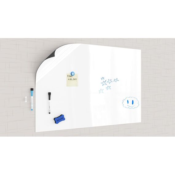 ALLboards Whiteboard Folie, 90x60 cm Magnetisch Selbstklebend Weißwandtafel Folie, einschließlich 2 Marker, 4 Magneten und Whiteboard Schwamm, Memoboard zum Schreiben