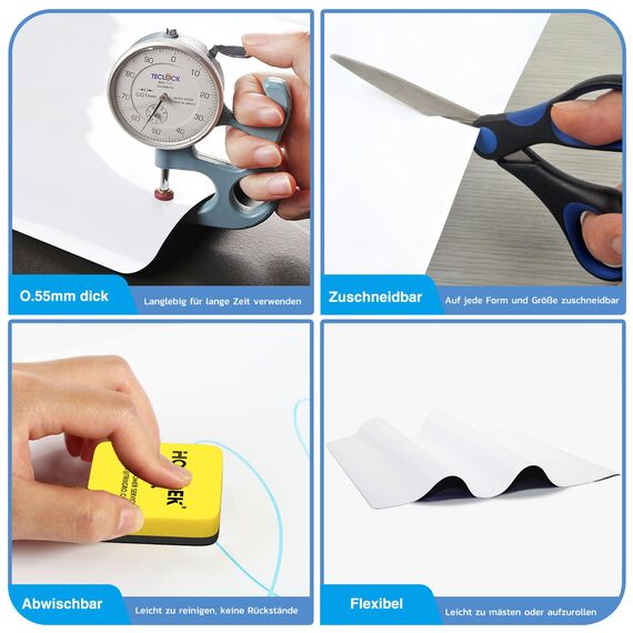 HOMiDEK Magnetisches Whiteboard Kühlschrank Magnettafel - White Board Für Menü Wochenplaner, Einkaufsliste, to do liste - Memotafel Für Büro Schule Zuhause mit 3 Markers und Radierer, 38x58.5cm