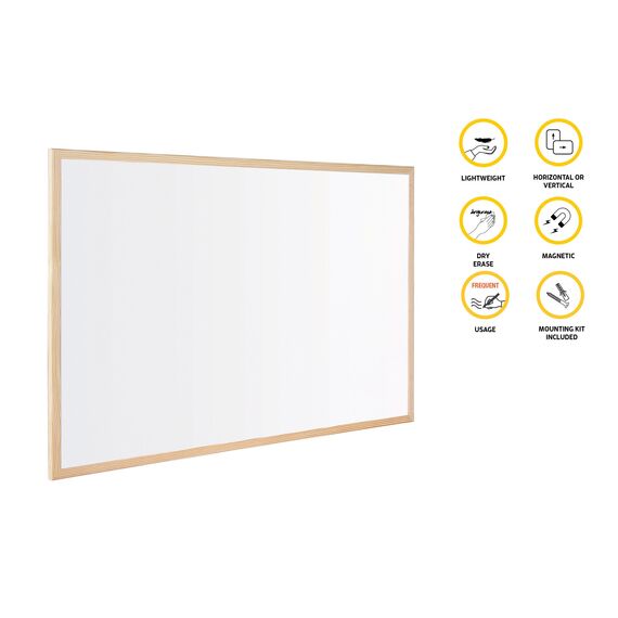 Bi-Office Budget Whiteboard mit Holzrahmen, magnetisch, 5 Größen wählbar, 90 x 60 cm