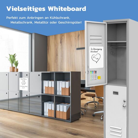 HOMiDEK Magnetisches Whiteboard Kühlschrank Magnettafel - White Board Für Menü Wochenplaner, Einkaufsliste, to do liste - Memotafel Für Büro Schule Zuhause mit 3 Markers und Radierer, 33x51cm