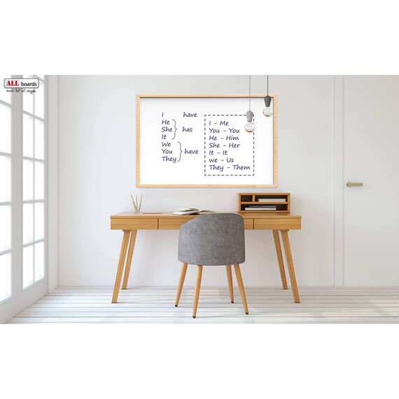 ALLboards Whiteboard mit Holzrahmen 120x90cm Magnettafel Weiß Magnetisch, Trocken Abwischbar