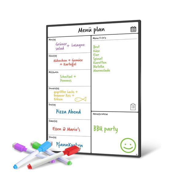 A4 Wochenplaner Abwischbar, Magnettafel Küche von SmartPanda - Wochenplaner Magnetisch, Magnettafel Kühlschrank und Whiteboard - Magnetisches Whiteboard für Familie, auf Deutsch