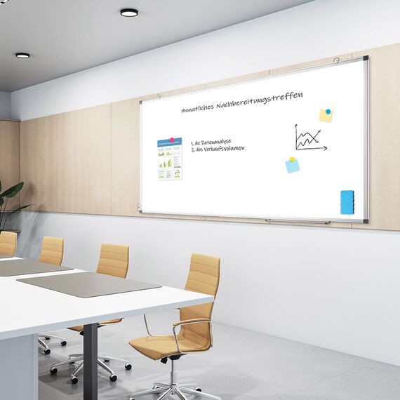 QUEENLINK Whiteboard 100×180cm Whiteboard Magnetisch, Magnettafel mit Aluminiumrahmen, Magnetwand White Board mit Stiftablage und Haken