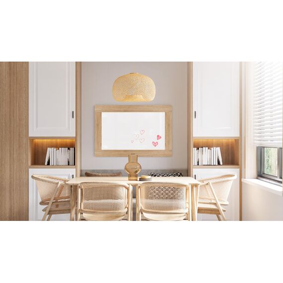 ALLboards Magnetisches Whiteboard, trocken abwischbar PREMIUM 90x60 cm, massiver Rahmen im Eichendesign