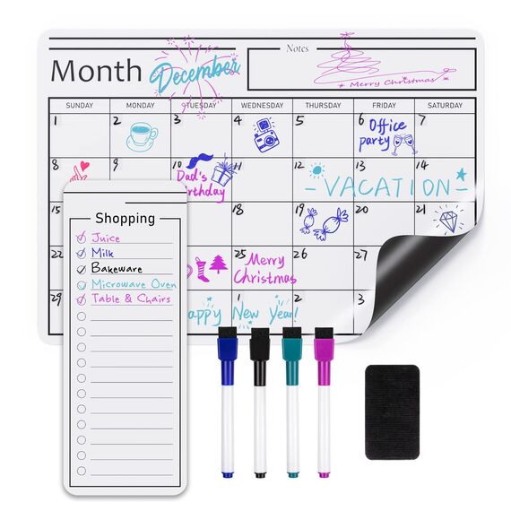 Amazon Basics Magnetische, trocken abwischbare WhiteboardFolie, Kalender, 30,5 cm x 43,2 cm, Weiß
