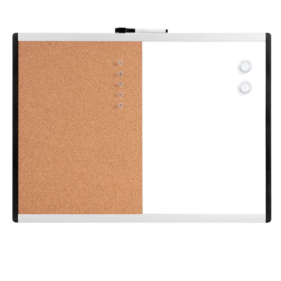 Amazon Basics Rechteckig Magnetisches Whiteboard, Doppel-Pinnwand, Kunststoff / Aluminiumrahmen, trocken abwischbar, 58 x 43 cm, Weiß, Gelb