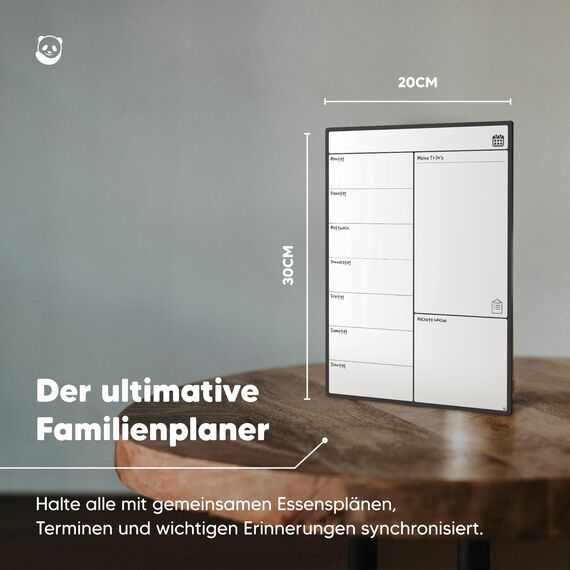 A4 Wochenplaner Abwischbar, Magnettafel Küche von SmartPanda - Wochenplaner Magnetisch, Magnettafel Kühlschrank und Whiteboard - Magnetisches Whiteboard für Familie, auf Deutsch