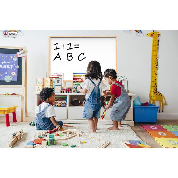 ALLboards Whiteboard mit Holzrahmen 120x90cm Magnettafel Weiß Magnetisch, Trocken Abwischbar