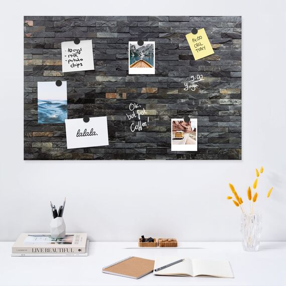 Navaris Magnettafel Magnetpinnwand Memoboard zum Beschriften - 60x40 cm Notiztafel div. Designs - Tafel abwaschbar mit Halterung Magneten Stift