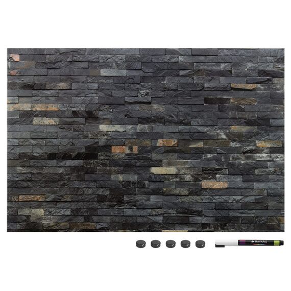 Navaris Magnettafel Magnetpinnwand Memoboard zum Beschriften - 60x40 cm Notiztafel div. Designs - Tafel abwaschbar mit Halterung Magneten Stift