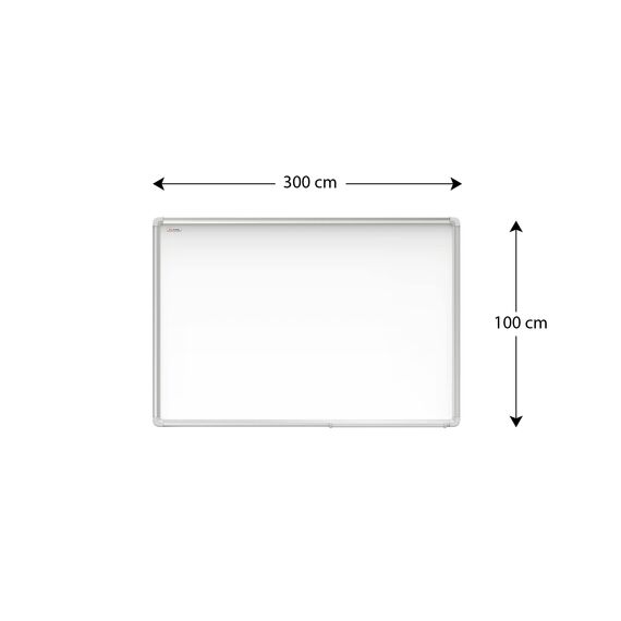 ALLboards Magnetisches Whiteboard 300x100cm Magnettafel mit Aluminiumrahmen Premium EXPO und Stifteablage, Weiß Magnetisch Tafel, Trocken Abwischbar, Wiederbeschreibbar Weißtafel
