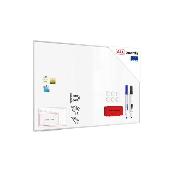 Allboards, magnetisches Whiteboard mit Expo-Alurahmen, trocken abwischbar und beschreibbar, wandmontierbar, 180 x 120 cm.