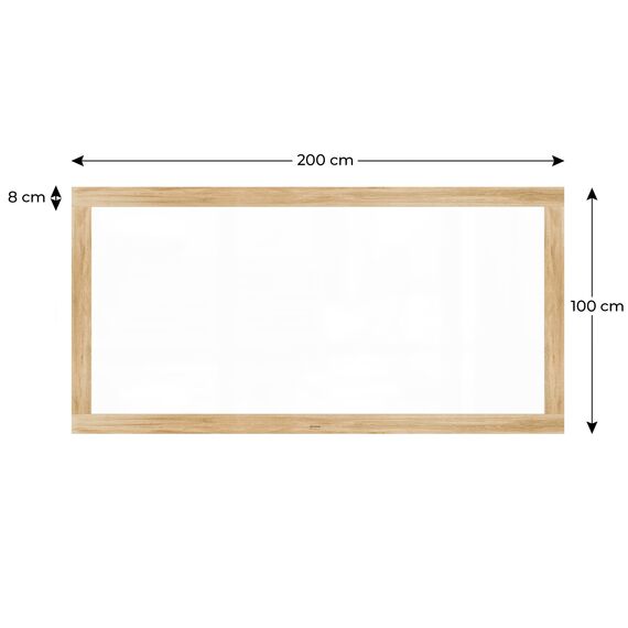 ALLboards Magnetisches Whiteboard, trocken abwischbar PREMIUM 200x100 cm, massiver Rahmen im Eichendesign