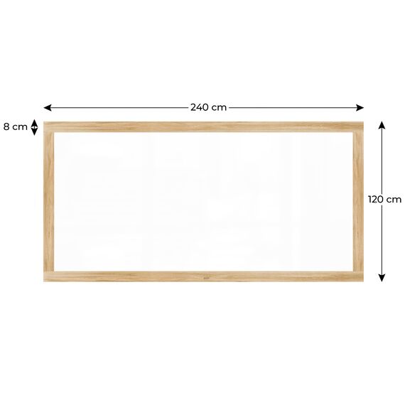 ALLboards Magnetisches Whiteboard, trocken abwischbar PREMIUM 240x120 cm, massiver Rahmen im Eichendesign