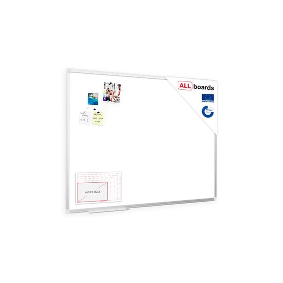ALLboards Magnetisches Whiteboard 120x80cm Magnettafel mit Aluminiumrahmen und Stifteablage, Weiß Magnetisch Tafel, Trocken Abwischbar, Wiederbeschreibbar Weißtafel